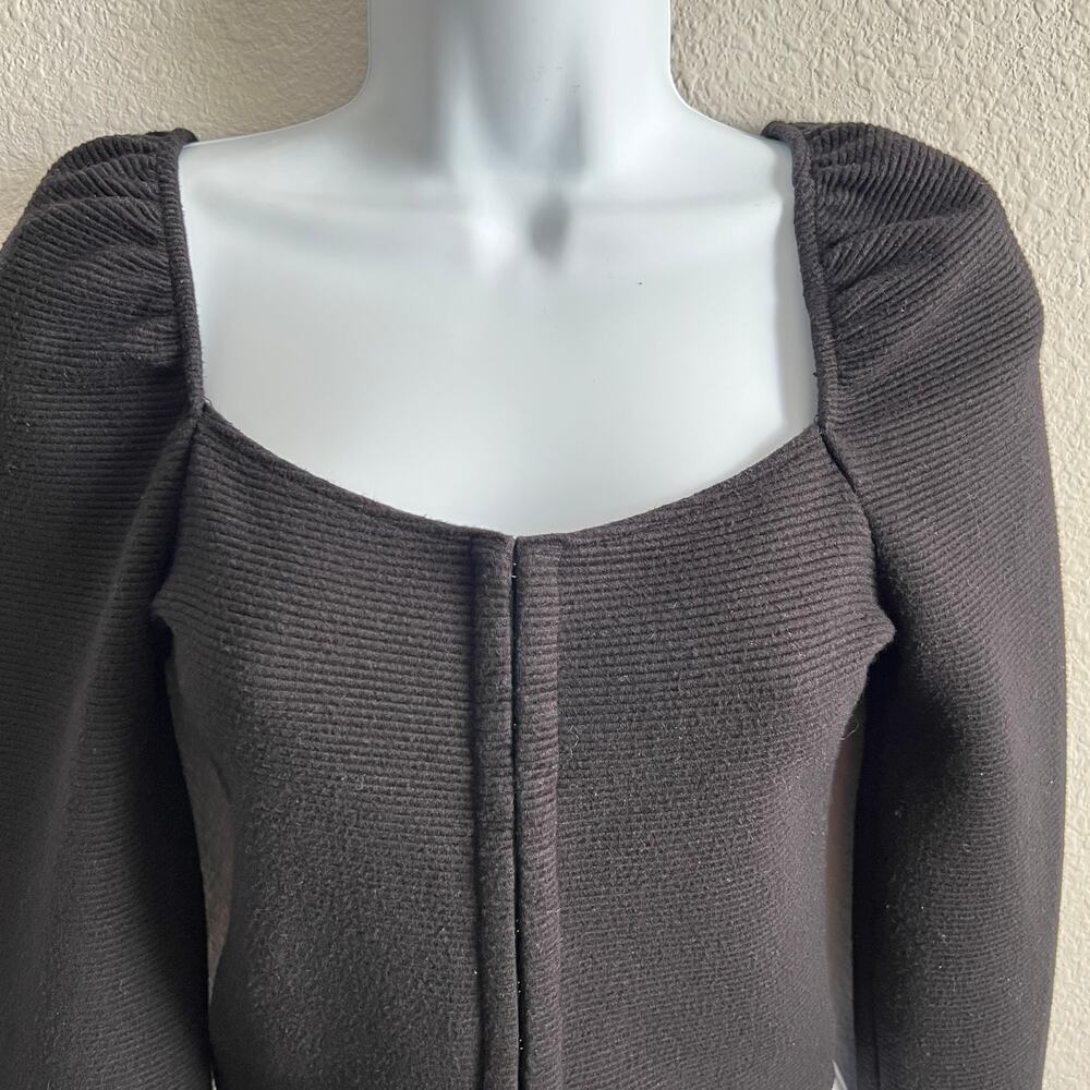 BB Dakota Steve Madden Black Corset Signal Boost Top Women's Small Puff Sleeve - Picture 3 of 8